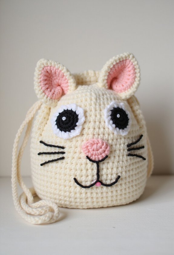 approachable personality filled crochet bucket bag