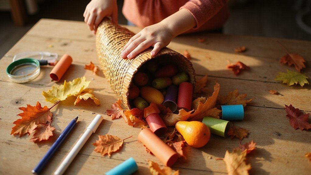 autumnal cornucopia craft centerpiece
