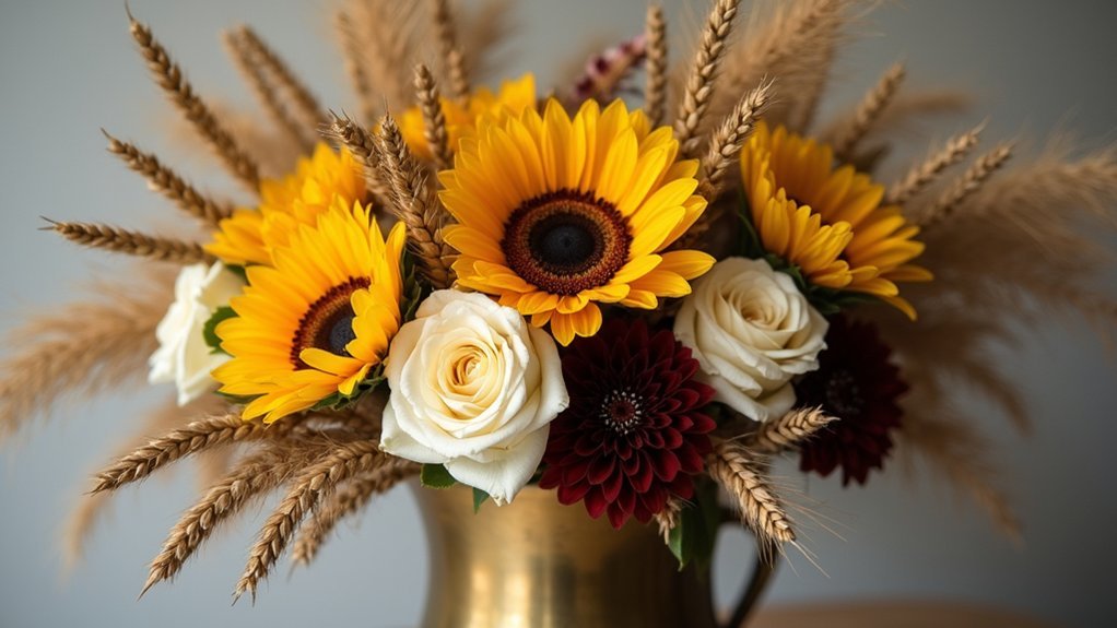 cheerful abundant textured sophisticated autumn centerpiece