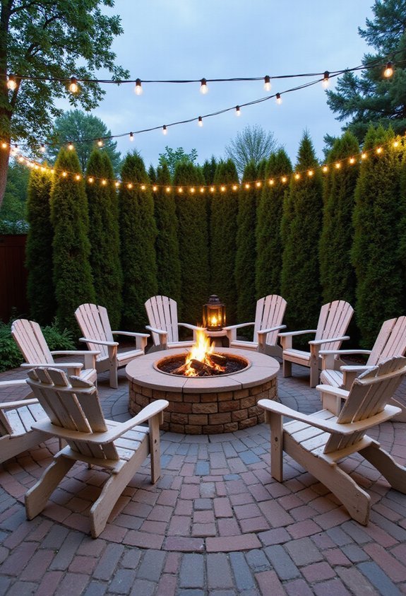 circular fire pit gathering space