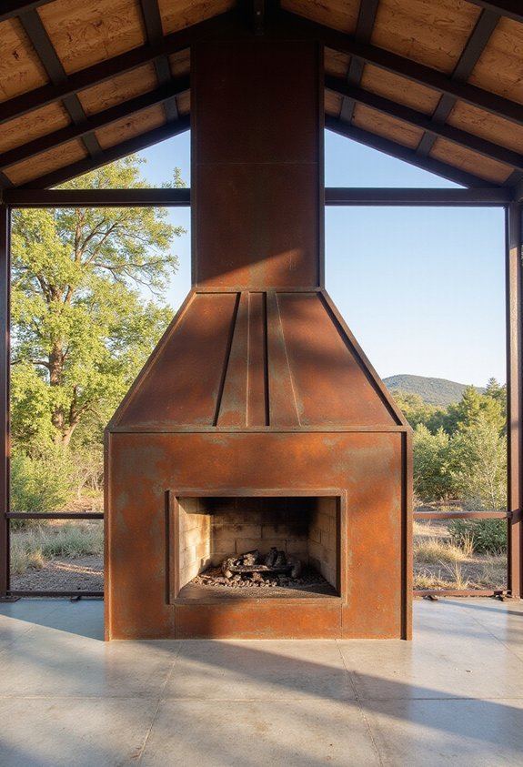durable industrial pavilion metal fireplace