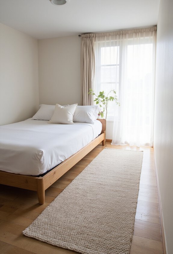 elongated complementary coordinating proportional runner rugs