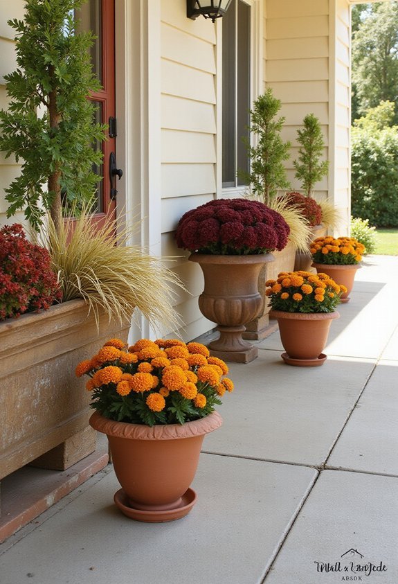 fall porch planter decorations