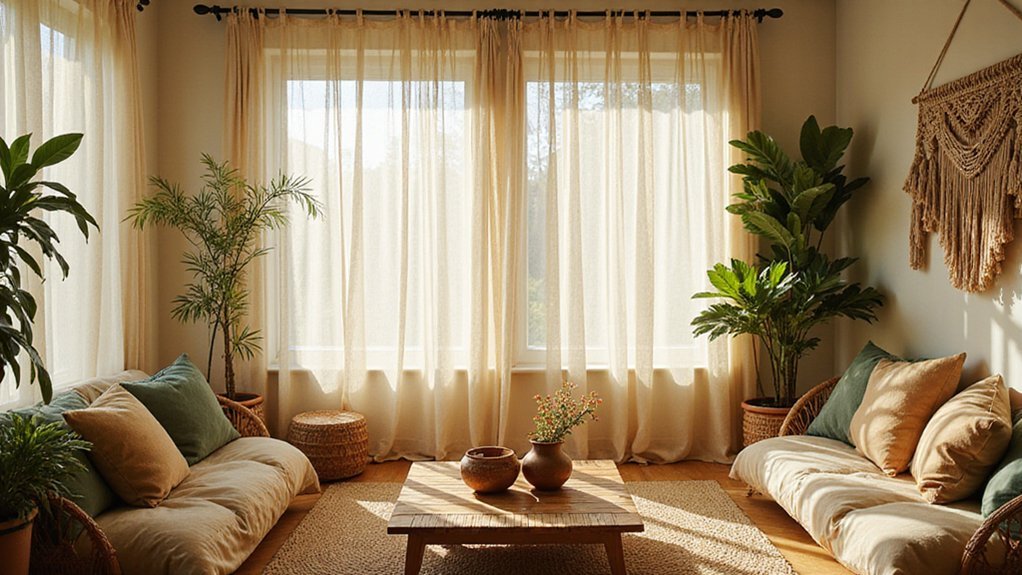 flowing earthy layered elongated curtains