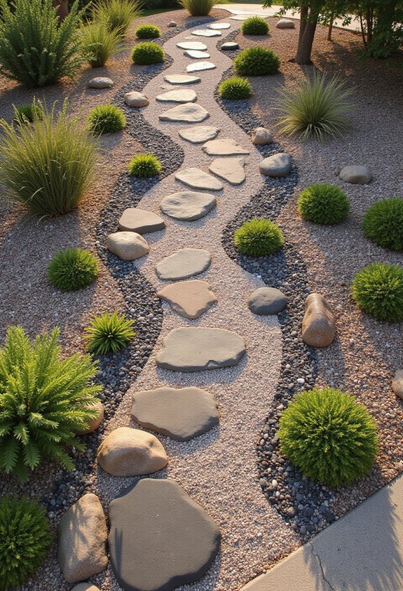 front yard landscaping river rock
