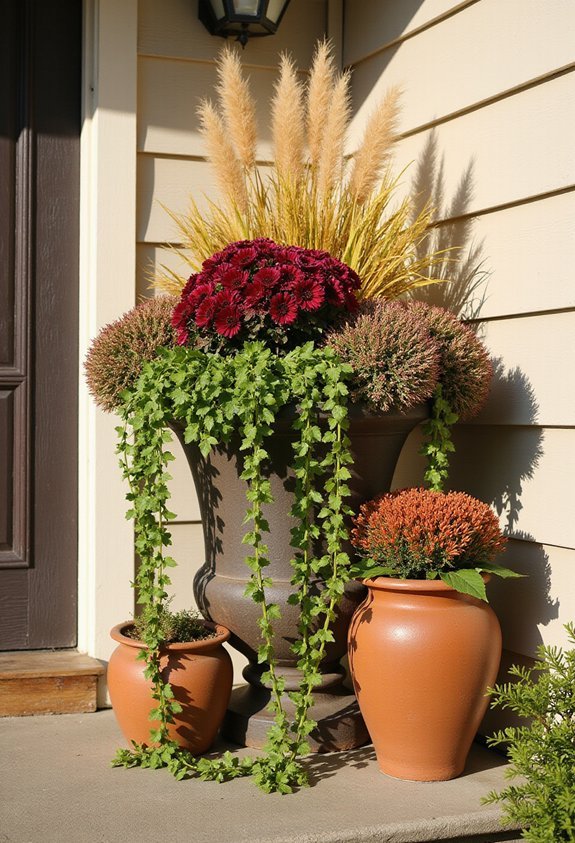 layered trailing ornamental contrasting textures