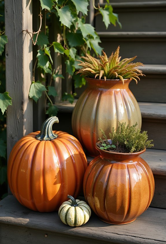 pumpkins and gourds as planters
