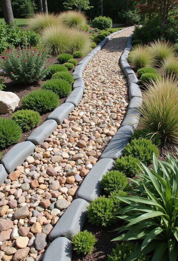 river rock garden bed borders