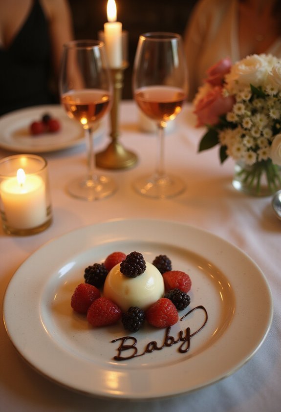 romantic pregnancy announcement dessert reveal