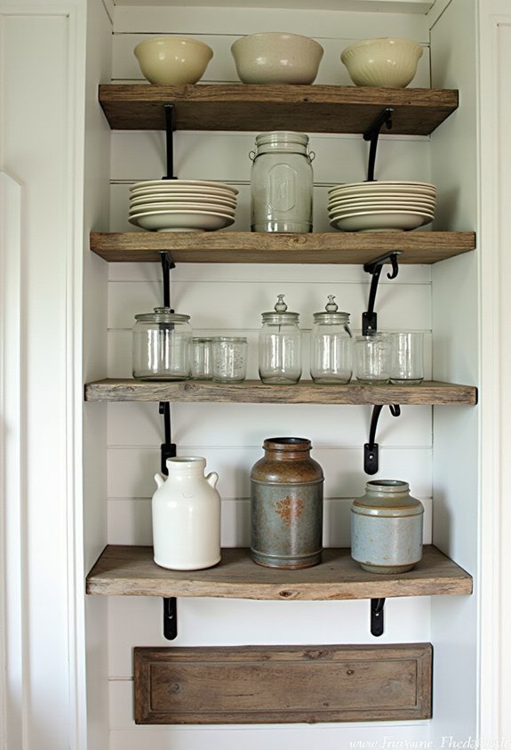 rustic farmhouse organized functional shelving
