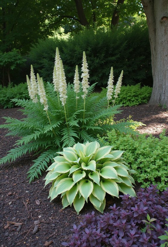 shade tolerant textural contrasting sophisticated landscaping