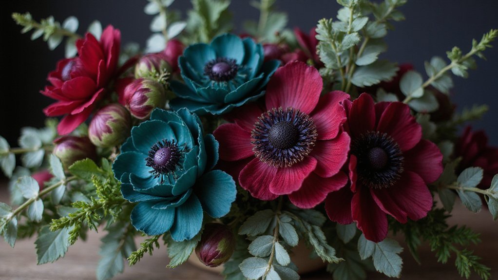 sophisticated elegant jewel toned textured centerpiece