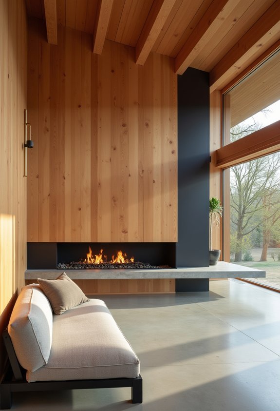 streamlined modern fireplace focal point