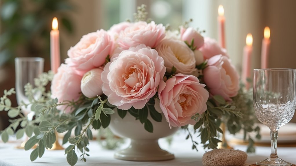 understated elegant organic soft palette centerpiece