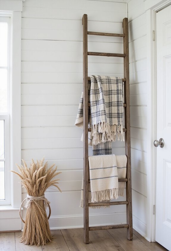 upcycled rustic farmhouse blanket storage